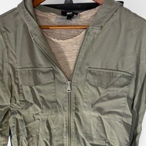 DKNY Utility Hooded Jacket Olive Green Women's Small military urban streetwear